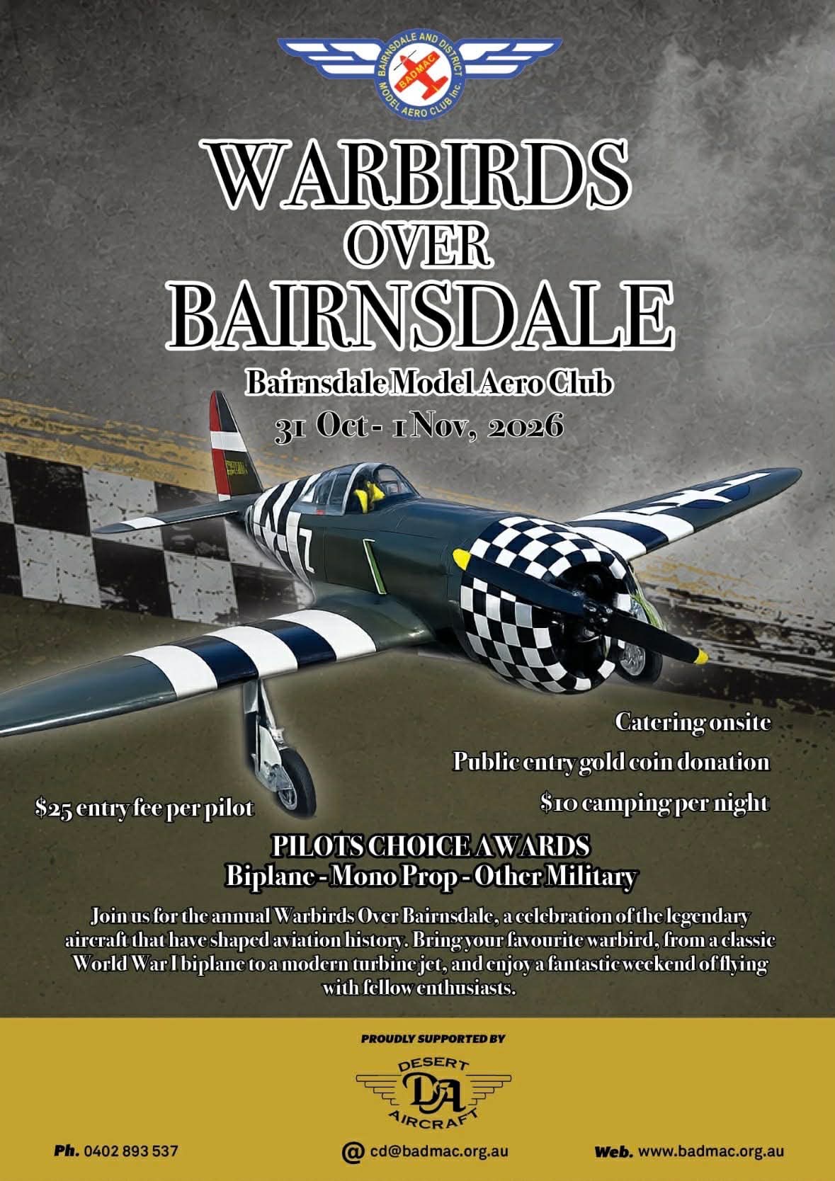 Enter the Warbirds Over Bairnsdale Model Aircraft Event 1st to 3rd November 2026